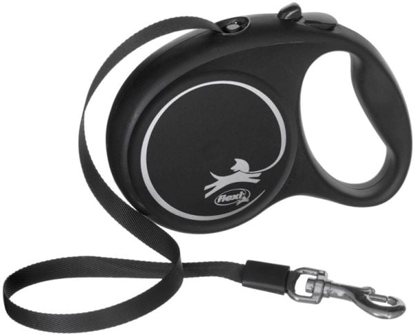 Flexi Black Design M, Koira, Joustava koiran hihna, Musta, Vihreä, Nauha, 25 kg, Yksivärinen