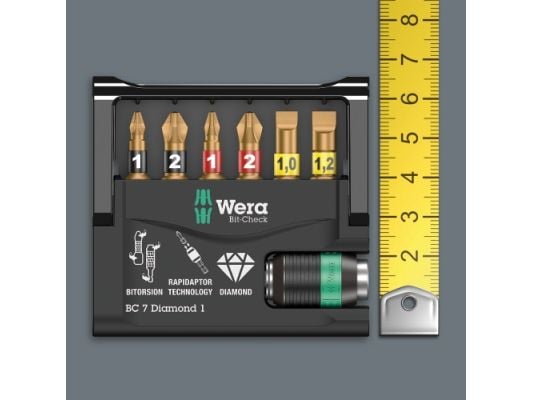 Wera Bit-Check 7 Diamond 1 - Skrutrekkerspissett - 7 deler