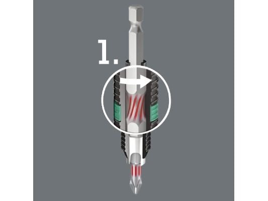 Wera 05347153001, 10 stykker, Pozidriv, 1 x 1/4"x75 1 x PZ 1x25 7 x PZ 2x25 1 x PZ 3x25, 25,4 / 4 mm (1 / 4"), Sekskantet