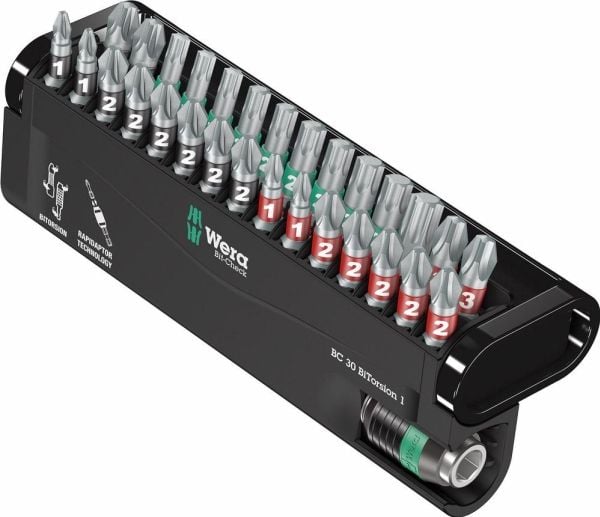 Wera 05057430001, 30 kpl, Phillips, Star ruuvimeisseli, Torx, PH 1, PH 2, PH 3, PZ 1, PZ 2, PZ 3, TX10, TX15, TX20, TX25, TX30, TX40, Teräs, teräs