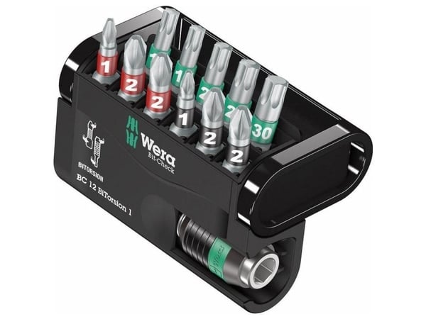 Wera Bit-Check 12 BiTorsion 1 - Spissett for skrutrekker - 12 deler - torx, phillips, pozidriv - heksagonal - lengde: 25 mm