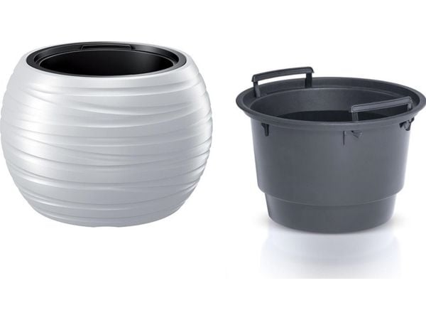 Prosperplast Maze DBMZK400 hvit blomsterpotte med innfelt