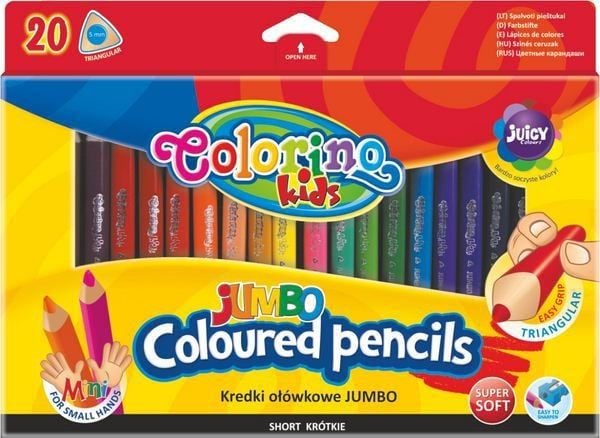 Colorino triangulära mini jumbo blyertskritor 20 färger
