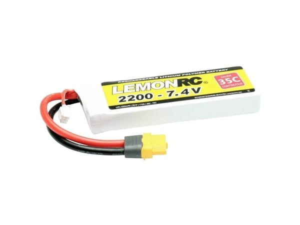 LemonRC batteripakke til modellbygging (LiPo) 7,4 V 2200 mAh, celler: 2S 35C softcase, XT60