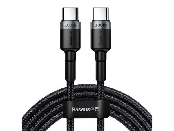 Baseus Cafule USB-C til USB-C-kabel, QC 3.0, PD 2.0, 100W, 5A, 2m (grå-svart)