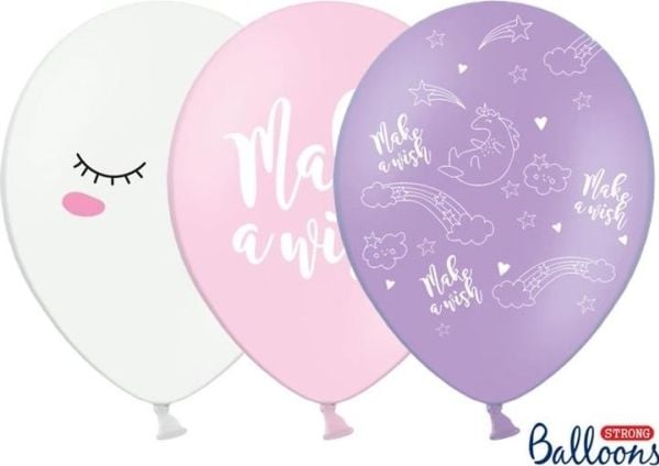 PartyDeco SB14P-204-000-6, Toy balloon, Latex, Sort, Blå, Rosa, Hvit, Oval, 30 cm, 6 stykker