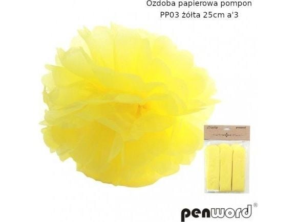 Papir pom-pom gul 25 cm pp03