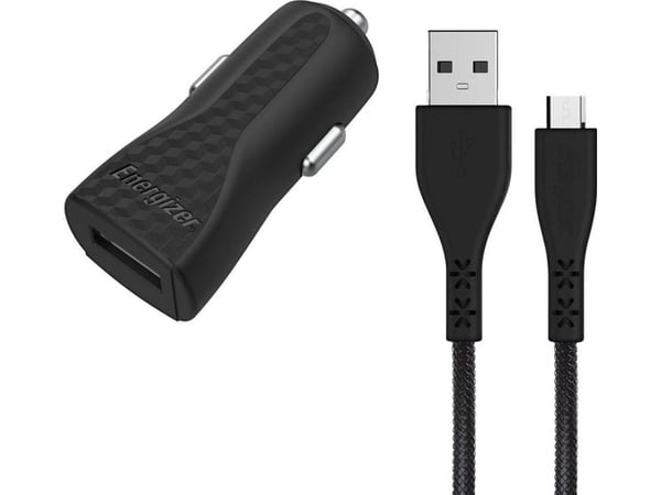 Energizer HardCase - USB-A 1A autolaturi + Micro USB-kaapeli (musta)
