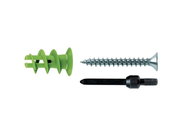 Fischer 524869, Kit med skruv och väggplugg, Gipsskivor, Grön, PZ2, 22 mm, 2,5 cm
