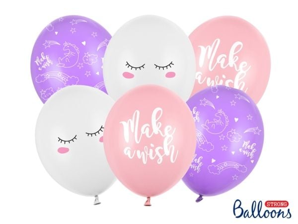 PartyDeco SB14P-204-000-6, Toy balloon, Latex, Sort, Blå, Rosa, Hvit, Oval, 30 cm, 6 stykker