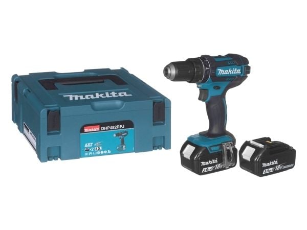 MAKITA 18V 62/36Nm 2 x 3.0Ah LI-ION iskuporakone/porakone MAKITA MAKPAC Case DHP482RFJ