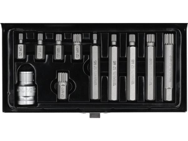 Yato YT-0415, 10 stykker, 12-spline flens, M10, M12, M5, M6, M8, Stål, 25,4 / 2 mm (1 / 2")