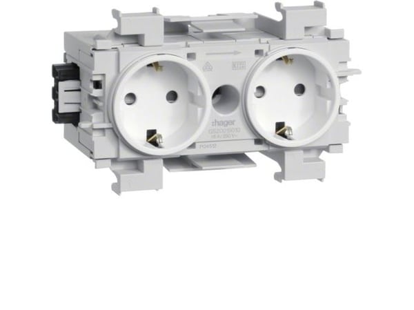 HAGER Pistorasia Ecoline 2xSchuko etuasennukseen RAL9016