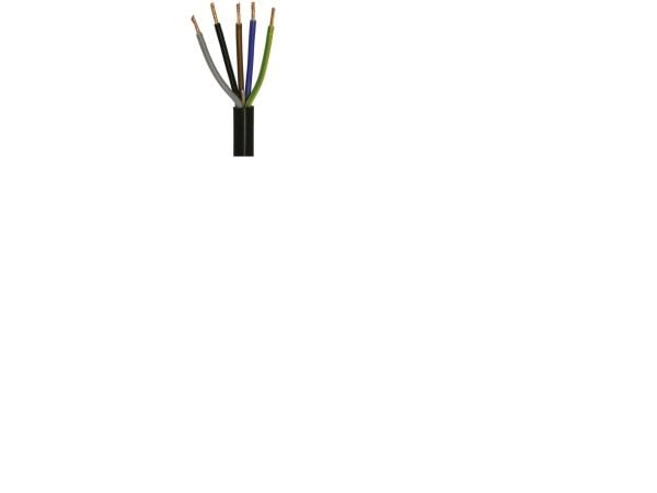 Tilledning rund, pvc5G2,5 mm² PKAJ sort 300/500Vring, kabeldiameter 13,9 mm - (50 meter)