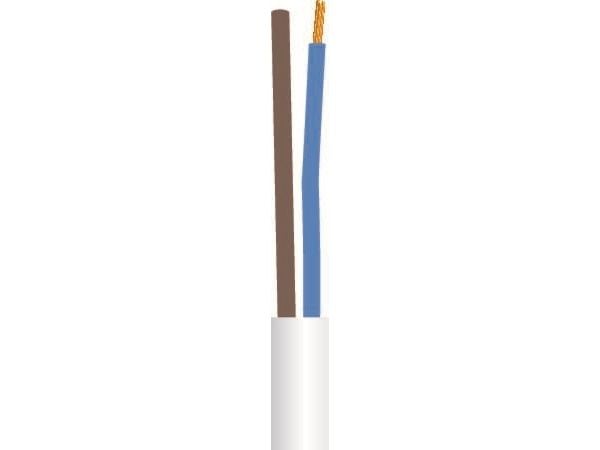 Tilledning rund, pvc2x0,75 mm² PKL hvit 300/300Vring, kabeldiameter 4,9-6,3 mm - (50 meter)