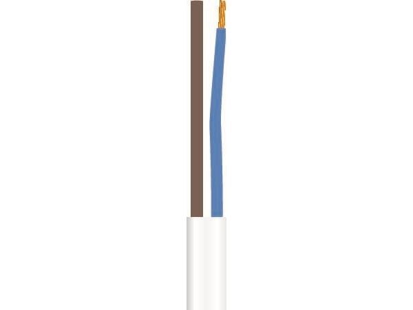 Tilledning flad, pvc2x0,75 mm² PKLF hvid 300/300Vring, kabeldiameter 3,8x6,3 mm - (100 meter)