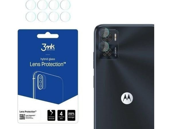 3MK Hybridglas för kameraobjektiv 3MK Objektivskydd Motorola Moto E22 [4 PACK]