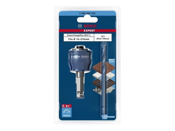 Bosch Expert Power Change Plus - Hullsagadapter med bor - 8.5 mm - heksagonal - lengde: 105 mm