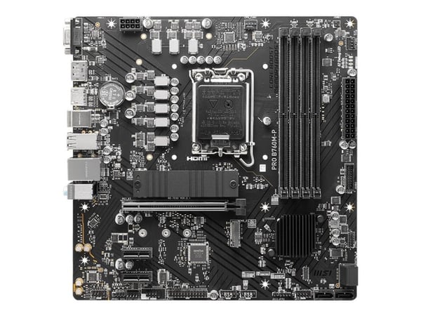 MSI PRO B760M-P - Hovedkort - micro ATX - LGA1700-sokkel - B760 Chipset - USB 3.2 Gen 1, USB-C 3.2 Gen2 - Gigabit LAN - innbygd grafikk (CPU kreves...