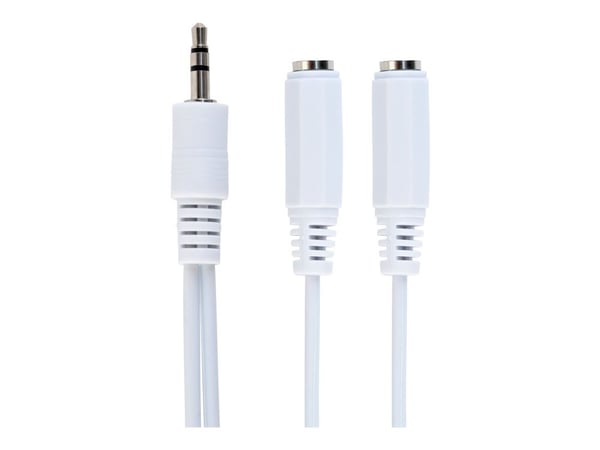Gembird CCA-415W - Lydsplitter - stereo mini-jack (hun) til stereo mini-jack (hann) - 10 cm - hvit