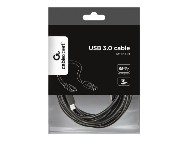 Cablexpert - USB-kaapeli - USB-C (uros) - USB Type A (uros) - USB 3.1 - 3 A - 3 m - muotoiltu - musta