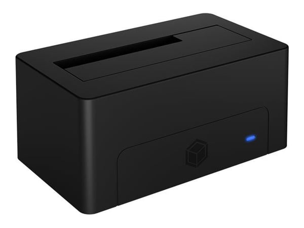 ICY BOX IB-1121-U3 - HDD / SSD-dokkestasjon - brønner: 1 - 2,5" / 3,5" delt - SATA 6Gb/s - USB 3.2 (Gen 1) - svart