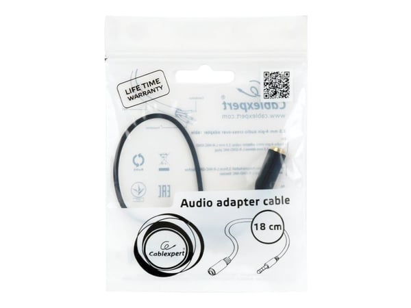 Gembird CCA-419 - Audioadapter - 4-polsminijakk hunn til 4-polsminijakk hann - 18 cm - svart