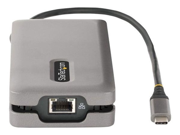 StarTech.com USB-C-moniporttisovitin, 4K 60Hz HDMI/DP-video, 3-porttinen USB-keskitin, 100W Power Delivery Pass-Through, GbE, USB Type-C Travel Doc...
