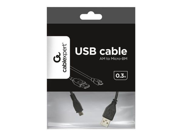 Gembird CCP-MUSB2-AMBM-0.3M - USB-kabel - Micro-USB type B (hann) til USB (hann) - 30 cm - svart