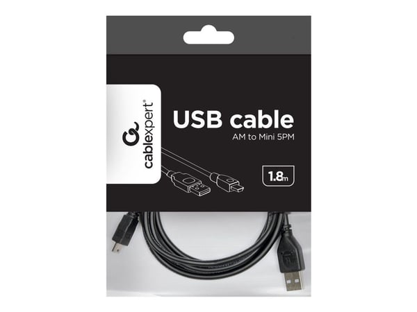 Gembird - USB-kaapeli - USB (uros) - mini-USB tyyppi B (uros) - USB 2.0 - 1,8 m - muotoiltu - musta