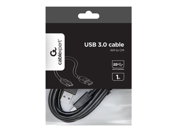 Cablexpert CCP-USB3-AMCM-1M - USB-kaapeli - USB-C (uros) - USB Type A (uros) - USB 3.1 - 1 m - muotoiltu - musta