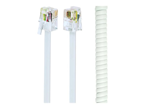 Cablexpert - Hodetelefonkabel - RJ-10 hann til RJ-10 hann - 2 m - hvit - rullet sammen