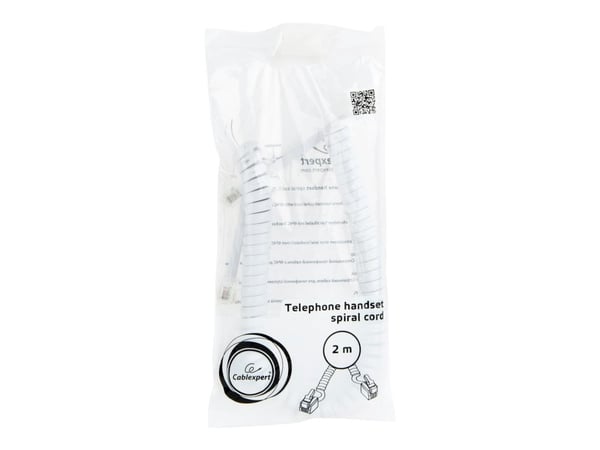 Cablexpert - Hodetelefonkabel - RJ-10 hann til RJ-10 hann - 2 m - hvit - rullet sammen