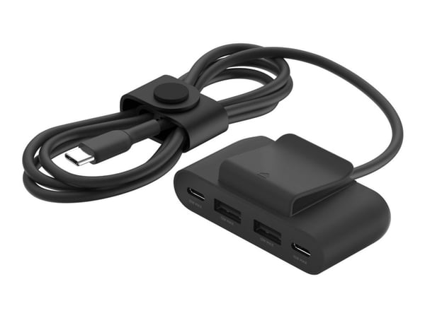 Belkin BoostCharge - Ladestripe - 4 utgangskontakter (2 x USB-C, 2 x USB) - svart