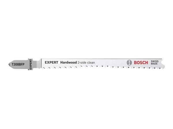 Bosch Expert Hardwood 2-side clean T308 BFP - Stikksagblad - for løvtre, laminated chipboard, kjøkkenarbeidstopper, plastic coated board - 5 deler ...
