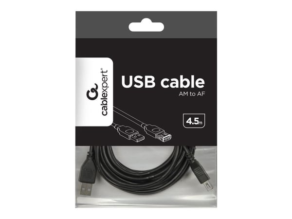 Gembird CCP-USB2-AMAF-15C - USB forlængerkabel - USB (hun) til USB (han) - USB 2.0 - 4,5 m - formet - sortti