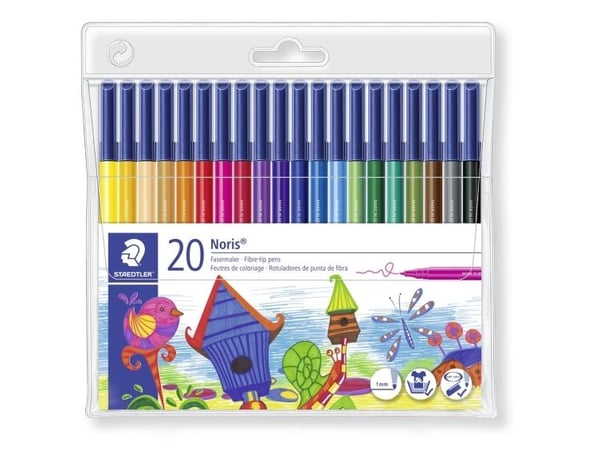 STAEDTLER Noris Club 326 - Fibertuppenn - assorterte farger - vannbasert matfargeblekk - 1 mm (en pakke 20)