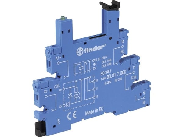 Finder 93.01.0.240 Releen pistorasia kiinnikkeellä, LED:llä, releen kelan EMC-merkinnällä Sopii sarjaan: Phoenix Contact Sarja EMD-SL (L x S x K) 8...