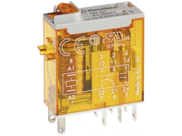 Finder Plug In Power Relay, 24V ac Coil, 8A Switching Current, DPDT