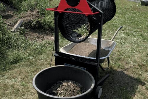 Scheppach rs 400, Electric rotary sieve, Svart, Röd, 3 m³/h, 42 RPM, 10 x 10 mm, 2 hjul