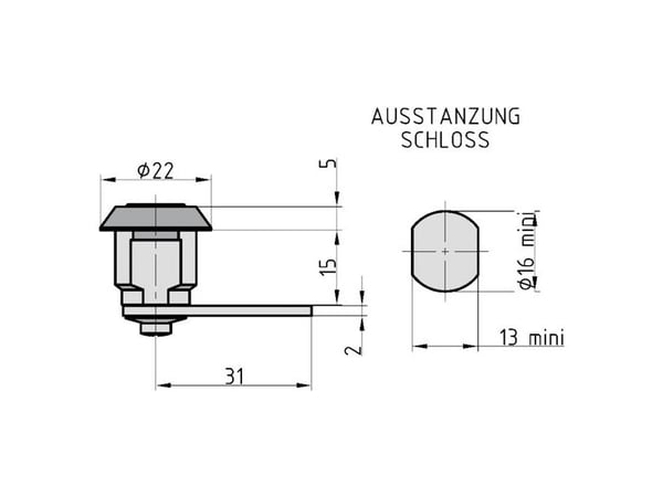 BASI HS 311 KA, Postkasselås, Kromfarget, Metall