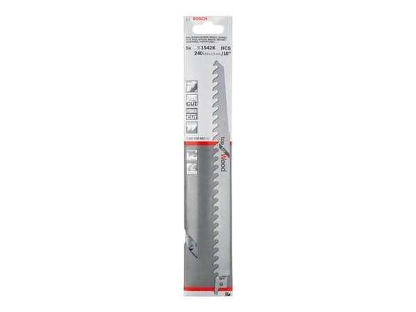 Bosch Top for Wood S 1542 K - Sagblad - for tre, ikke-slipende trematerialer - 5 deler - lengde: 240 mm - bredde: 19 mm