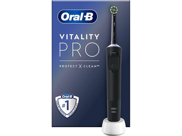 Oral-B Vitality Pro, Voksen, Roterende vibrerende Tannbørste, Daglig stell, Sensitiv / Myk, Super sensitive, Sort, 2 min, Batteri