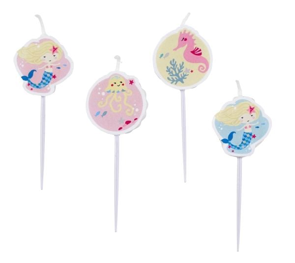 AMSCAN Be a Mermaid mini hahmo kynttilät 4kpl.