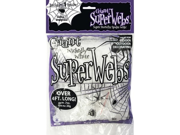 Halloween hämähäkinverkot, valkoinen (20g)