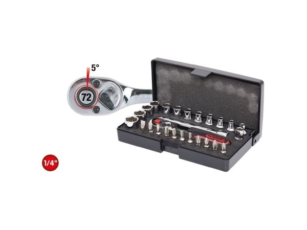 KS Tools 918.0626, Pistorasiasarja, 1/4", 26 pää(t), Kromivanadiini-teräs, 440 g