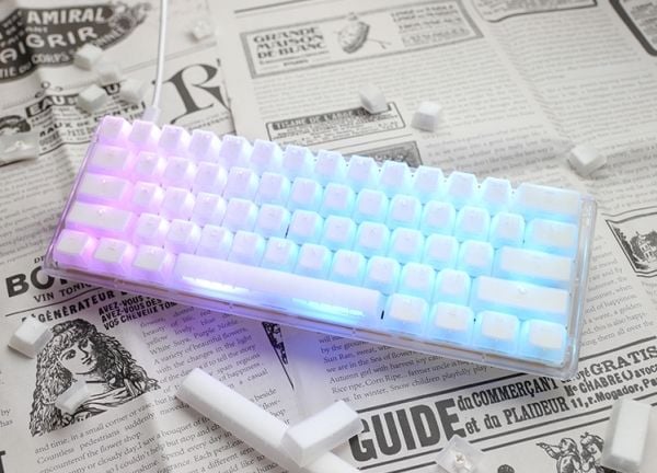 Ducky One 3 Aura White Mini, Koblet med ledninger (ikke trådløs), USB, Mekanisk nøkkelbryter, QWERTY, RGB LED, Hvit