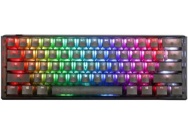 Ducky One 3 Aura Mini MX Speed US, Koblet med ledninger (ikke trådløs), USB, Mekanisk nøkkelbryter, QWERTY, RGB LED, Sort