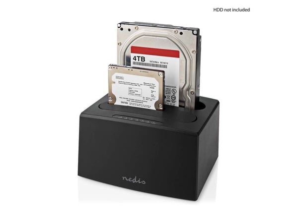 Nedis HDDUDB3210BK, kiintolevy, SSD, SATA, Serial ATA II, Serial ATA III, 2,5,3,5", 8 TB, USB 3.2 Gen 1 (3.1 Gen 1) Type-A, 5 Gbit/sek.