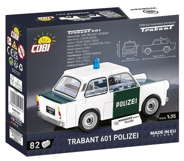 COBI Trabant 601 Polizei, Byggesett, 5 år, Plast, 82 stykker